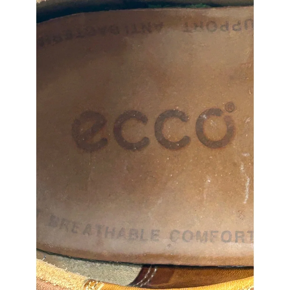 ECCO Mens Leather Dress Shoes Lace Up Brown Square Toe Size EU‎ 47 US 13.5